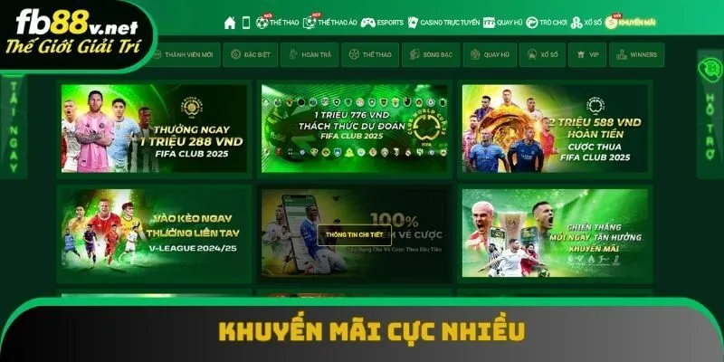 Hệ thống ưu đãi FB88 cực khủng